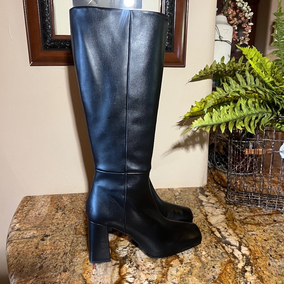 NWT Zara Tall Brown Leather Heeled Boots size 7.5 in Womens. - Picture 3 of 11